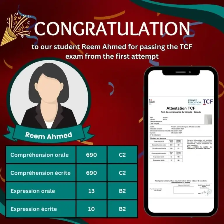 Student TCF Canada result