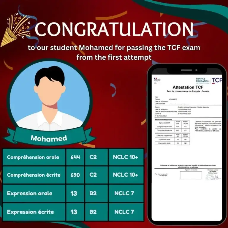 Student TCF Canada result