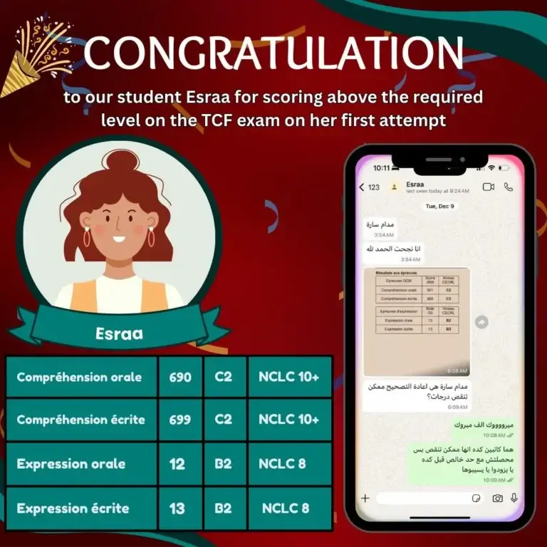 Student TCF Canada result